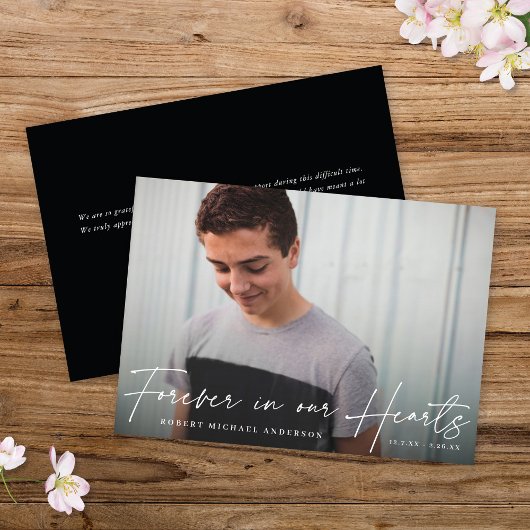 Modern Memorial Forever in ons hart Foto Card Kaart