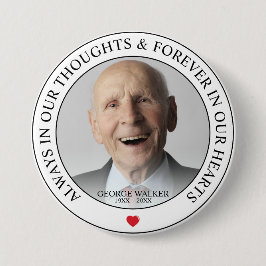 Modern Memorial Foto Tribute | Begrafenis Ronde Button 7,6 Cm