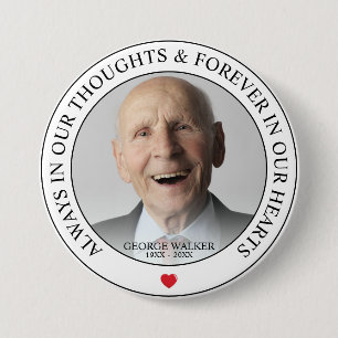 Modern Memorial Foto Tribute   Begrafenis Ronde Button 7,6 Cm