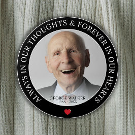 Modern Memorial Foto Tribute | Begrafenis Ronde Button 7,6 Cm