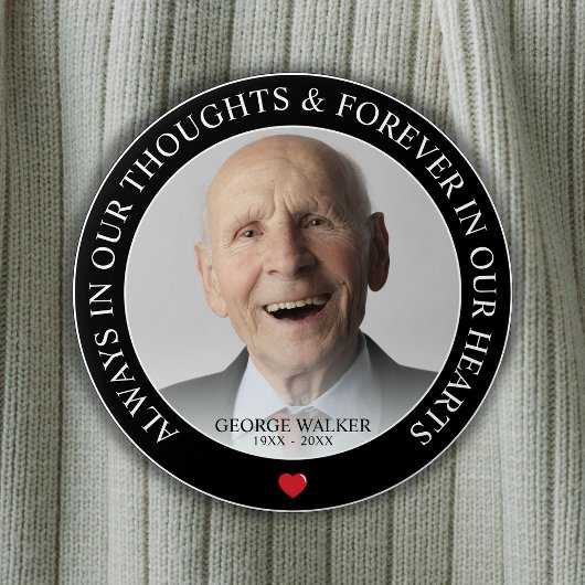 Modern Memorial Foto Tribute | Begrafenis Ronde Button 7,6 Cm