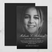 Modern Memorial Funeral Bereavement Sympathie Foto Bedankkaart (Voorkant / Achterkant)