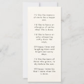 Modern Memorial | Funeral Poem Prayer-kaart (Achterkant)