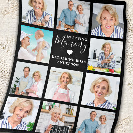 Modern Memorial in Loving Memory 11 Photo Collage Fleece Deken