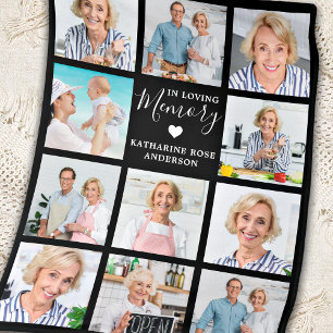 Modern Memorial in Loving Memory 11 Photo Collage Fleece Deken