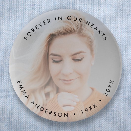 Modern Memorial Keepomwille Funeral Tribute Foto Ronde Button 5,7 Cm