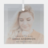 Modern Memorial Keepomwille Sympathie Foto Glas Ornament (Voorkant)