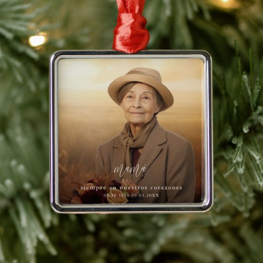 Modern Memorial Keepsake Spaanse foto Metalen Ornament (Boom)