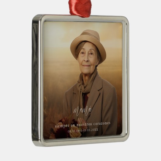 Modern Memorial Keepsake Spaanse foto Metalen Ornament (Rechts)
