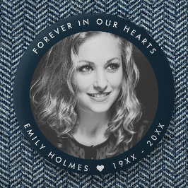 Modern Memorial | Navy Blue Funeral Favor Photo Ronde Button 5,7 Cm