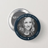 Modern Memorial | Navy Blue Funeral Favor Photo Ronde Button 5,7 Cm (Voorkant /achterkant)