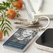 Modern Memorial | Navy Blue Funeral Foto Sleutelhanger (Voorkant Rechts)