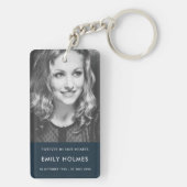 Modern Memorial | Navy Blue Funeral Foto Sleutelhanger (achterkant)