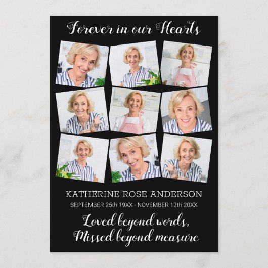 Modern Memorial Order of Service 9 Photo Funeral Programmakaart (Voorkant)