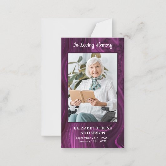 Modern Memorial Paarse Marble Funeral Bedankt Notitiekaartje (Voorkant)