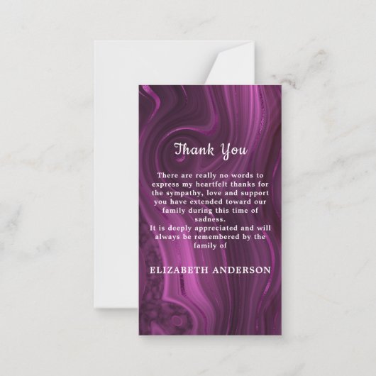 Modern Memorial Paarse Marble Funeral Bedankt Notitiekaartje (Achterkant)