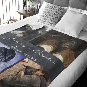 Modern Memorial Pet Photo Collage Krijtbord Fleece Deken