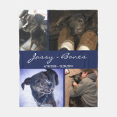 Modern Memorial Pet Photo Collage Navy Blue Fleece Deken (Voorkant)