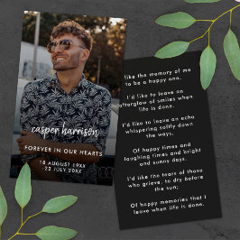 Modern Memorial Photo Funeral Poem Prayer Kaart