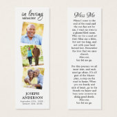 Modern Memorial Poem 3 Foto Funeral Bladwijzer Mini Visitekaartjes (Voorkant /achterkant)