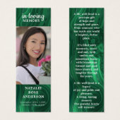 Modern Memorial Poem Emerald Funeral Bladwijzer Mini Visitekaartjes (Voorkant /achterkant)