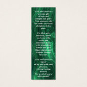 Modern Memorial Poem Emerald Funeral Bladwijzer Mini Visitekaartjes (Achterkant)