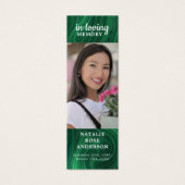 Modern Memorial Poem Emerald Funeral Bladwijzer Mini Visitekaartjes (Voorkant)