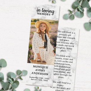 Modern Memorial Poem Marble Funeral Bladwijzer Mini Visitekaartjes