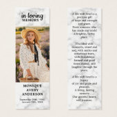 Modern Memorial Poem Marble Funeral Bladwijzer Mini Visitekaartjes (Voorkant /achterkant)