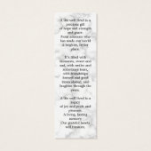 Modern Memorial Poem Marble Funeral Bladwijzer Mini Visitekaartjes (Achterkant)