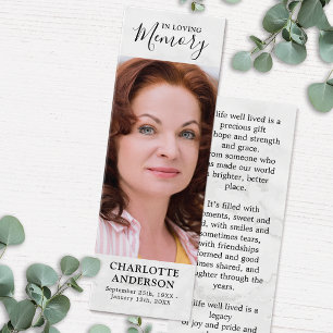 Modern Memorial Prayer Kaart Funeral Bladwijzer Ma