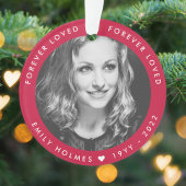 Modern Memorial | Roze forever Loved Photo Tributi Ornament