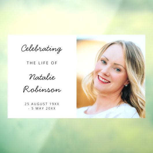 Modern Memorial | Schuurgeviering van het leven Raamsticker (Vel 3)