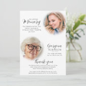 Modern Memorial voor en na foto Bedankkaart (Staand voorkant)