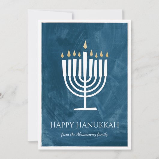 Modern Menorah Hanukkah Card with Photo Backer Feestdagenkaart (Voorkant)