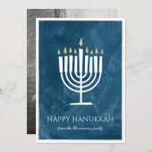 Modern Menorah Hanukkah Card with Photo Backer Feestdagenkaart (Voorkant / Achterkant)