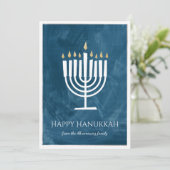 Modern Menorah Hanukkah Card with Photo Backer Feestdagenkaart (Staand voorkant)