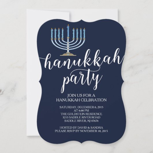 Modern Menorah Hanukkah Celebration Invitation Kaart (Voorkant)