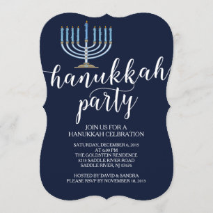 Modern Menorah Hanukkah Celebration Invitation Kaart