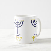 Modern Menorah Navy Gold Paleo Hebreeuws Koffiemok (Voorkant rechts)
