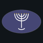 Modern Menorah White Navy Gold Graphic Ovale Sticker<br><div class="desc">Hebreeuws Menorah Sticker. Navy,  White,  Gold. Overdraagbaar en aanpasbaar.</div>