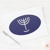 Modern Menorah White Navy Gold Graphic Ovale Sticker (Envelop)
