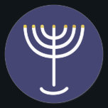 Modern Menorah White Navy Gold Graphic Ronde Sticker<br><div class="desc">Hebreeuws Menorah Sticker. Navy,  White,  Gold. Overdraagbaar en aanpasbaar.</div>
