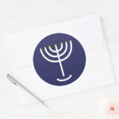 Modern Menorah White Navy Gold Graphic Ronde Sticker (Envelop)