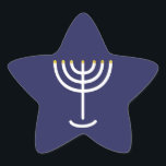 Modern Menorah White Navy Gold Graphic Ster Sticker<br><div class="desc">Hebreeuws Menorah Sticker. Navy,  White,  Gold. Overdraagbaar en aanpasbaar.</div>