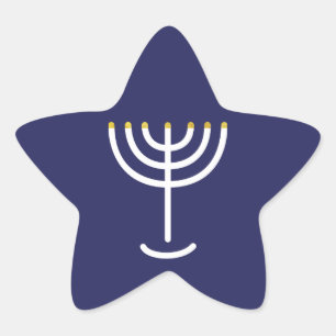 Modern Menorah White Navy Gold Graphic Ster Sticker