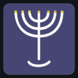Modern Menorah White Navy Gold Graphic Vierkante Sticker<br><div class="desc">Hebreeuws Menorah Sticker. Navy,  White,  Gold. Overdraagbaar en aanpasbaar.</div>
