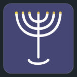 Modern Menorah White Navy Gold Graphic Vierkante Sticker<br><div class="desc">Hebreeuws Menorah Sticker. Navy,  White,  Gold. Overdraagbaar en aanpasbaar.</div>