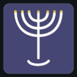 Modern Menorah White Navy Gold Graphic Vierkante Sticker<br><div class="desc">Hebreeuws Menorah Sticker. Navy,  White,  Gold. Overdraagbaar en aanpasbaar.</div>