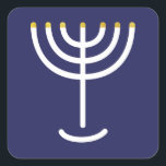 Modern Menorah White Navy Gold Graphic Vierkante Sticker<br><div class="desc">Hebreeuws Menorah Sticker. Navy,  White,  Gold. Overdraagbaar en aanpasbaar.</div>
